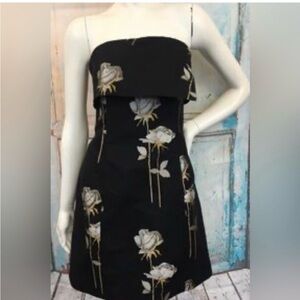 RACHEL Rachel Roy Black Strapless Dress with White Floral Design